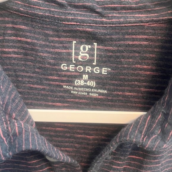 George Navy and Pink Striped Polo - Picture 2 of 4